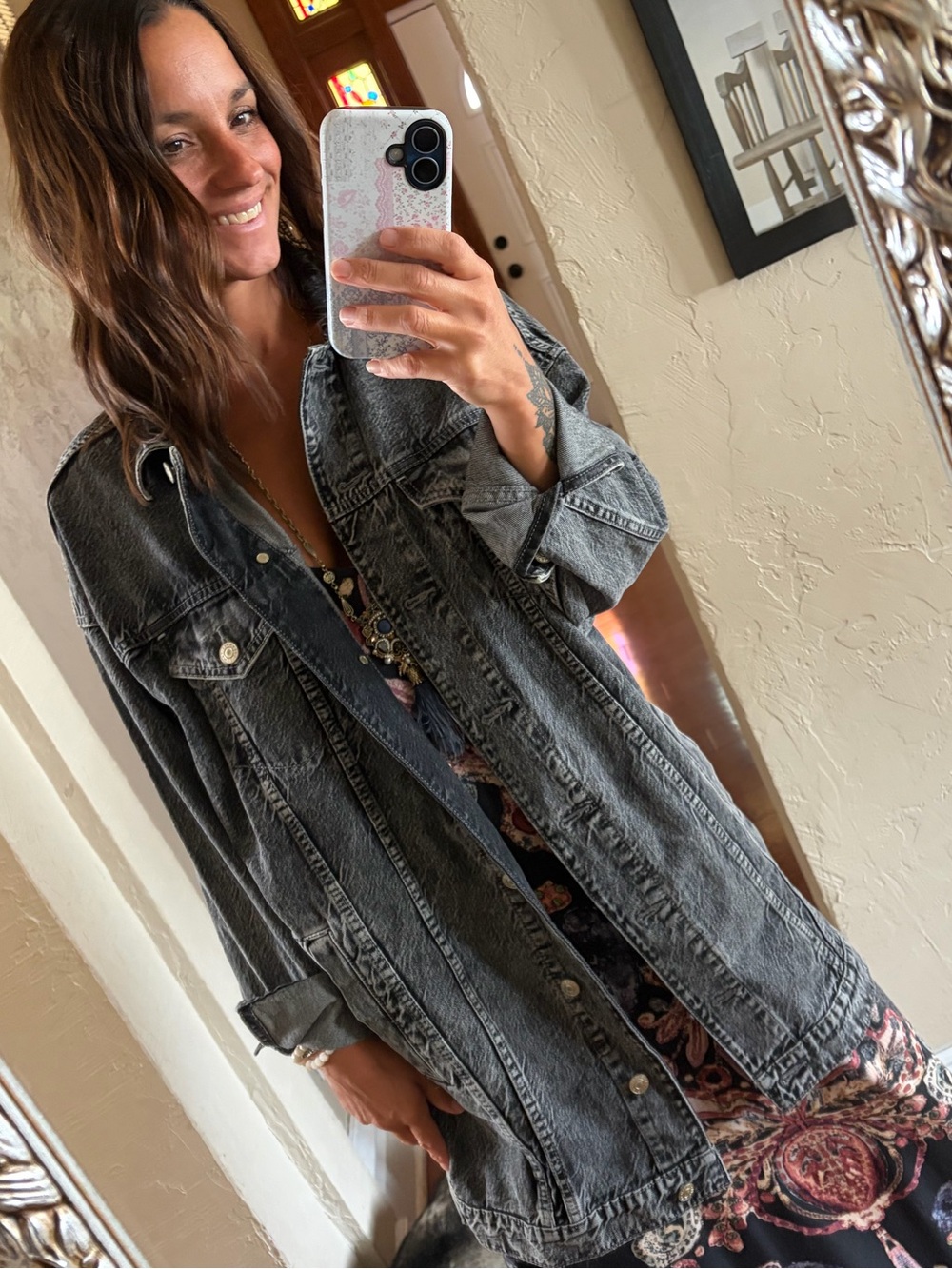 American Eagle Outfitters Black Washed Denim Jacket